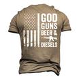 God Guns Beer & Diesels Diesel Truck Mechanic Usa Flag Men's 3D T-Shirt Back Print Khaki
