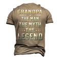 Grandpa The Man The Myth The Legend Fathers Day Grandad Men's 3D T-shirt Back Print Khaki