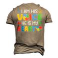 Mama Autistic Mom Autistic Dad Papa Autism Awareness Month Men's 3D T-Shirt Back Print Khaki