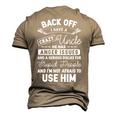 Back Off I Have A Crazy Uncle Matching Men's 3D T-Shirt Back Print Khaki