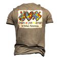 Peace Love Accept Autism Puzzle Pieces Autism Mom Dad Kids Men's 3D T-Shirt Back Print Khaki