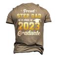 Proud Step Dad Of A Class Of 2023 Seniors Graduation 23 Men's 3D T-Shirt Back Print Khaki