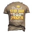 Proud Step Dad Of Two 2023 Graduate Class 2023 Graduation Men's 3D T-Shirt Back Print Khaki