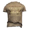I Smoke Meat And I Know Things Bbq Chef Grill Dad Men's 3D T-Shirt Back Print Khaki