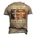 I Stand For The Flag And Kneel For The Cross Military Men's 3D T-Shirt Back Print Khaki