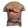 Submariner Submarines Veteran Proud Dad Of A Navy Submariner Men's 3D T-Shirt Back Print Khaki