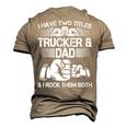 Trucker And Dad Semi Truck Driver Mechanic Men's 3D T-Shirt Back Print Khaki