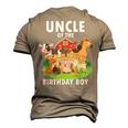 Uncle Of The Birthday Boy Farm Animals Matching Farm Theme Men's 3D T-Shirt Back Print Khaki