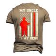 My Uncle Is My Hero Firefighter Thin Red Line Flag Men's 3D T-Shirt Back Print Khaki