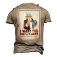Uncle Sam I Want You For Us Army Vintage Poster Men's 3D T-Shirt Back Print Khaki