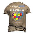 I Wear Blue For My Nephew Autism Awareness Uncle Aunt Puzzle Men's 3D T-Shirt Back Print Khaki