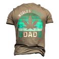 Worlds Dopest Dad Cannabis Marijuana Weed Fathers Day Men's 3D T-Shirt Back Print Khaki