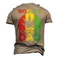 Worlds Dopest Dad Vintage Weed Leaf Cannabis Marijuana Men's 3D T-Shirt Back Print Khaki