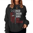 Beer Bacon Guns & Freedom - Funny Bbq Gun Usa Flag Drinking Women Crewneck Graphic Sweatshirt