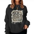 Glitter & Dirt Mama Of Both Army Mom Leopard Camo Bleached Women Crewneck Graphic Sweatshirt