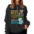 Help More Bees Plant More Trees Earth Day Climate Change Women Crewneck Graphic Sweatshirt