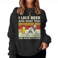 I Like Beer And Muay Thai And Maybe 3 People Retro Vintage Women Crewneck Graphic Sweatshirt