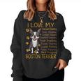 I Love My Brown Bostie Boston Terrier Mom Dad Kid Lover Gift Women Crewneck Graphic Sweatshirt