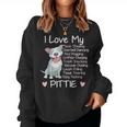 I Love My Pitbull Pittie Mom Mama Dad Youth Funny Women Crewneck Graphic Sweatshirt
