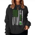 Irish American Flag Draft Beer Shamrock St Patricks Day Women Crewneck Graphic Sweatshirt