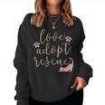 Love Adopt Rescue Cat Pet Owner Rescue Mom Or Dad Women Crewneck Graphic Sweatshirt