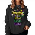 Mardi Gras For Men Women Im Just Here For Booze Beads Boobs Women Crewneck Graphic Sweatshirt