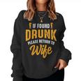 Mens If Found Drunk Please Return To Wife Couples Funny Party Women Crewneck Graphic Sweatshirt