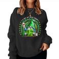St Patricks Day Irish Gnome Drink Wine Shamrock Rainbow Women Crewneck Graphic Sweatshirt