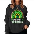 Teacher St Patricks Day Rainbow One Lucky Teacher Women Crewneck Graphic Sweatshirt
