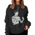 Vintage Boxing Champion Tattoo - Boho Ink Fighter Women Crewneck Graphic Sweatshirt