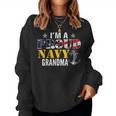 Vintage Im A Proud Navy With American Flag For Grandma Women Crewneck Graphic Sweatshirt