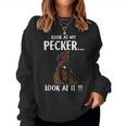 Vintage Look At My Pecker Look At It Funny Rooster Chicken Women Crewneck Graphic Sweatshirt