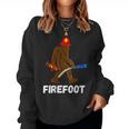 Womens Fire Fighter Bigfoot Fireman Funny Sasquatch Firefighter Women Crewneck Graphic Sweatshirt