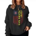 Womens Vintage Usa American Flag Proud Us Coast Guard Veteran Dad Women Crewneck Graphic Sweatshirt