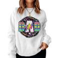 Retro Dad Lightning Bolt Rainbow Fathers Day Vintage Women Crewneck Graphic Sweatshirt