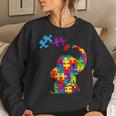 Autism Mom Elephant Puzzle Pieces Adhd Autism Supporter Women Crewneck Graphic Sweatshirt Gifts for Her