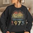 Awesome Since February 1973 50 Years Old 50Th Birthday Gifts Women Crewneck Graphic Sweatshirt Gifts for Her