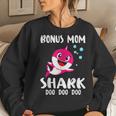 Bonus Mom Shark Doo Doo Matching Family Gift Women Crewneck Graphic Sweatshirt Gifts for Her