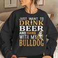 Bulldog Dad Dog Dad & Beer Lover Fathers Day Gift Women Crewneck Graphic Sweatshirt Gifts for Her