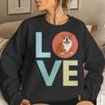 Bulldog Love Retro Text Cute Bulldog Graphic Art Dog Mom Women Crewneck Graphic Sweatshirt Gifts for Her
