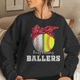 Busy Raising Ballers Softball Baseball Baseball Mom Women Sweatshirt Gifts for Her