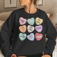 Conversation Hearts Groovy Valentines Day Cute Teacher Women Crewneck Graphic Sweatshirt Gifts for Her