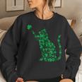 Cute Cat St Patricks Day Clover Lucky Cat Mom Shamrock Cat Women Crewneck Graphic Sweatshirt Gifts for Her