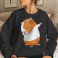 Dabbing Guinea Pig Dad Funny Guinea Pig Mom Novelty Themed Women Crewneck Graphic Sweatshirt Gifts for Her