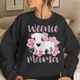 Dachshund Mama Wiener Dog Pink Flowers Cute Weenie Mom Gift Women Crewneck Graphic Sweatshirt Gifts for Her