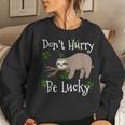 Dont Hurry Be Lucky Dad Mom Boy Girl Party Gift Shamrock Women Crewneck Graphic Sweatshirt Gifts for Her