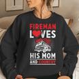 Fireman Loves His Mom And Country Mothers Day Firefighter Women Crewneck Graphic Sweatshirt Gifts for Her