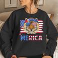 Funny Hanging With Tiger Mom Merica 4Th July Women Crewneck Graphic Sweatshirt Gifts for Her
