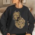 Funny Leopard Pitbull Mom Costume Mothers Day Gift Women Crewneck Graphic Sweatshirt Gifts for Her