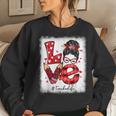 Funny Love Messy Bun Teacher Life Valentines Day Matching V2 Women Crewneck Graphic Sweatshirt Gifts for Her